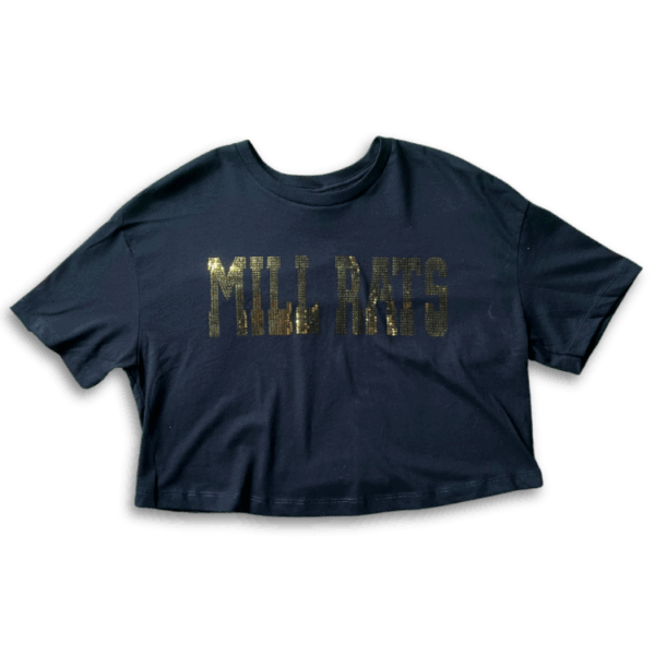 Ladies Sequin Black Crop
